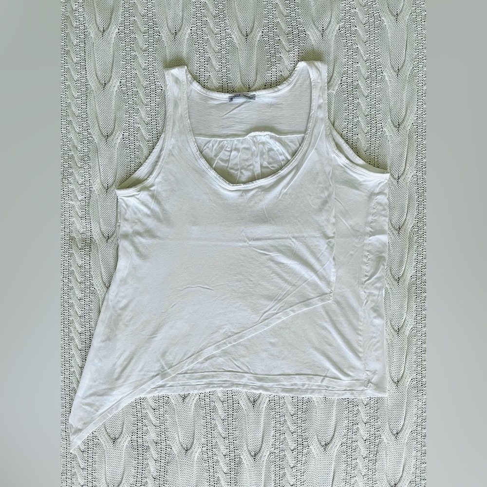ZARA White Asymmetrical Sleeveless Cotton Top Relaxed Fit M